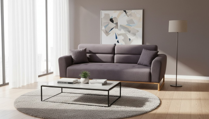 Braunen Polstersofa 3-Sëtzer Designer Wunnzëmmer Exklusiv Couch 3-er Sofa