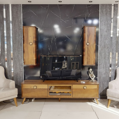 Stilvollen hellbrongen TV-Lowboard Designer RTV Wunnzëmmer Sideboard