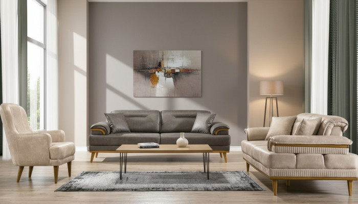 Designer Wunnzëmmer Couch-Set Luxus Sofagarnitur 3+3+1 Sëtzer 3-Teile Set