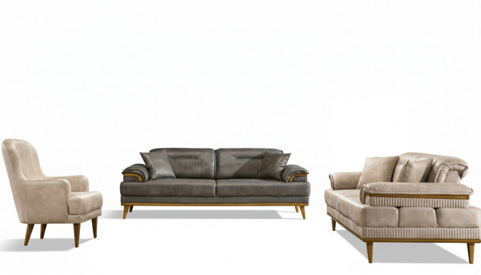 Designer Wunnzëmmer Couch-Set Luxus Sofagarnitur 3+3+1 Sëtzer 3-Teile Set