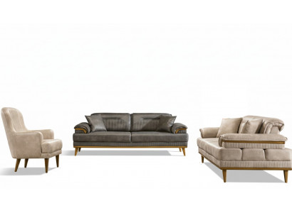 Designer Wunnzëmmer Couch-Set Luxus Sofagarnitur 3+3+1 Sëtzer 3-Teile Set