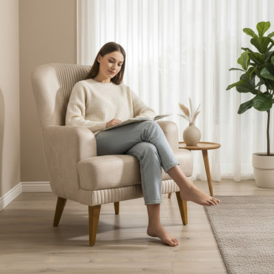 Bäigen Einsëtzer Designer Fotell Wunnzëmmer Stilvollen Polstersëtz