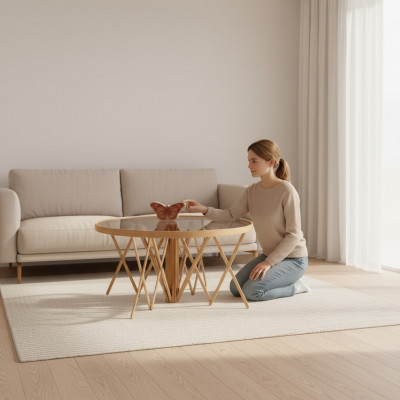 Exklusiven Ronnen Dësch Designer Holzdësch Moderne Glastësch Nei