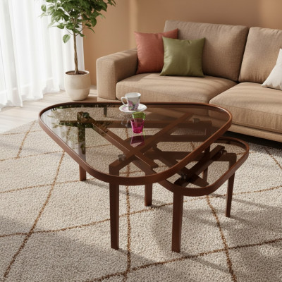 Robust Dësch Set Designer Dräieckeg Canapé Dëscher Luxus Holz Miwwelen