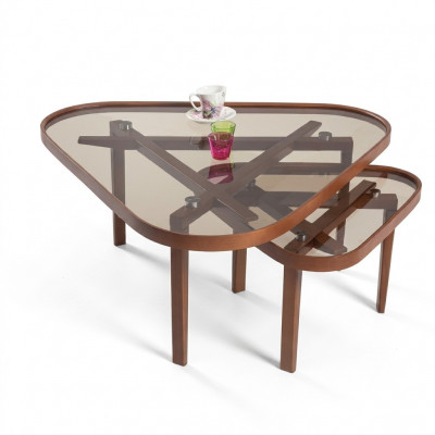 Robust Dësch Set Designer Dräieckeg Canapé Dëscher Luxus Holz Miwwelen