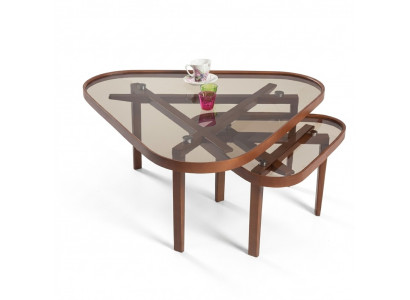 Robust Dësch Set Designer Dräieckeg Canapé Dëscher Luxus Holz Miwwelen