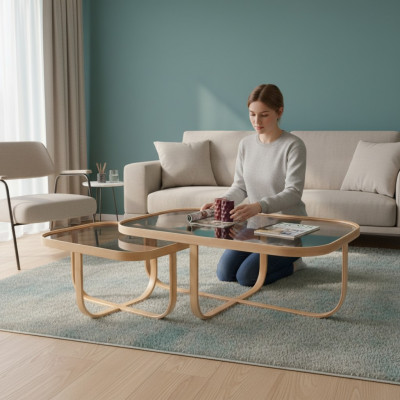 Rechteckeg Schaffdëscher Designer Wunnzëmmer Dëscher 2x Sofa Dëscher 2tlg