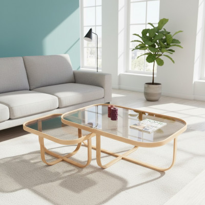 Rechteckeg Schaffdëscher Designer Wunnzëmmer Dëscher 2x Sofa Dëscher 2tlg