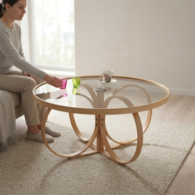 Héichwäertegen Ronnen Dësch Designer Ronndësch Wunnzëmmer Holz Miwwelen