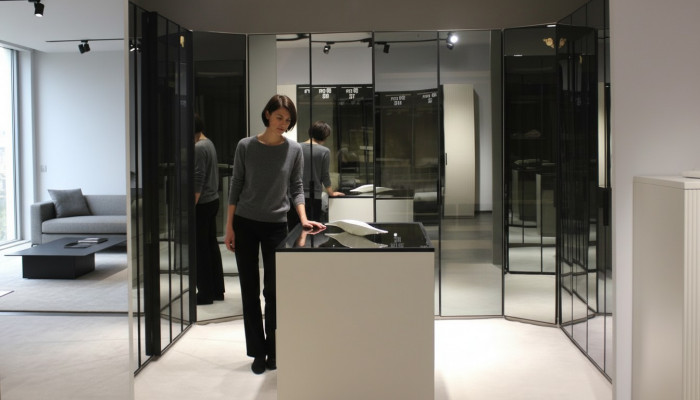 Exklusiven Glasschafschräin Schlofkummer Kleederschaf Designer Komodéiert.
