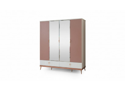 Moderner Kinderzimmer Glasschrank Holz Kleiderschrank 4-Türige Möbel