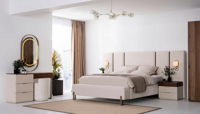Schlofkummer Set Luxus Komplett Bett 2x Nuetsdësch Schminktisch 4tlg Nei