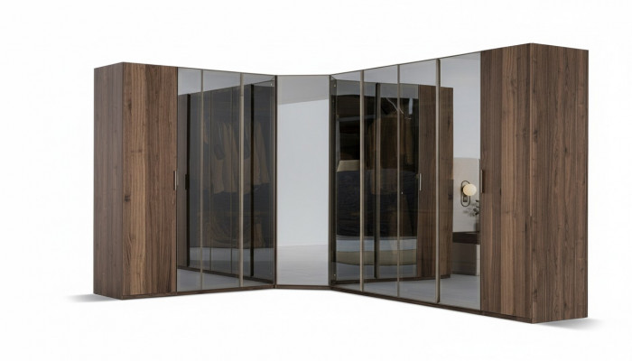 Modernen alebraune Stéckschaf Design Regal Schaf Holzschaf Luxuszëmmer.