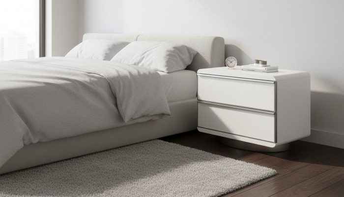 Schlofenzëmmer-Naachtdësch mat Späicher a modernen Stil Holzmobilier Luxus