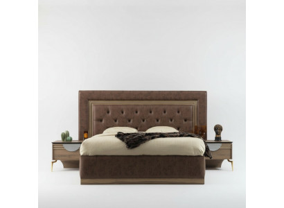 Bett 2x Nuetsdëscher 3tlg. Schlofzëmmer Set Design Luxus Schlofzëmmer Nei