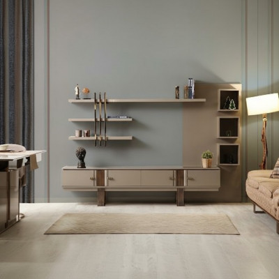 Design Sideboard Kommode Anrichte Spigel Holz Beige Miwwel Neiegkeet