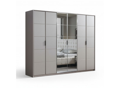 Graawe Kleederschaf 6-dierege Schlofzëmmer Schaf Luxus Glasschränken