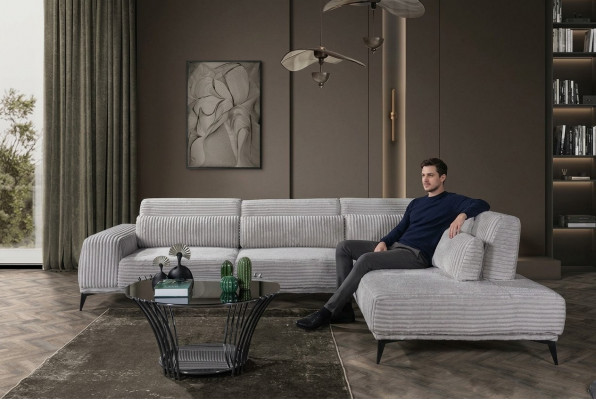 Elegante Ecksofa L-Form Luxus Wunnzëmmer Wunnlandschaft Sofas Couchen