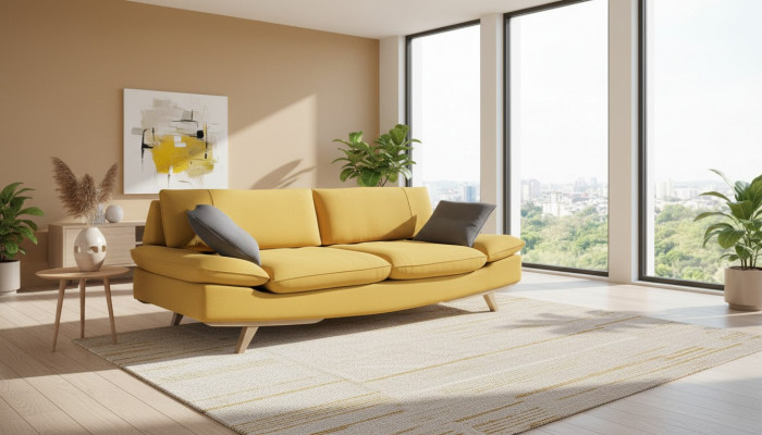 Giel Dräisëtzer Wunnzëmmer 3-Sëtzer Sofa Stilvoll Gepolstert Couch Neit