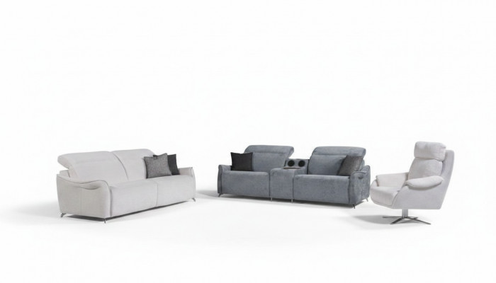 Luxuriéist Wunnzëmmer Set 2x 3-Sëtzer Sofas mat Musekssystem an Fotell