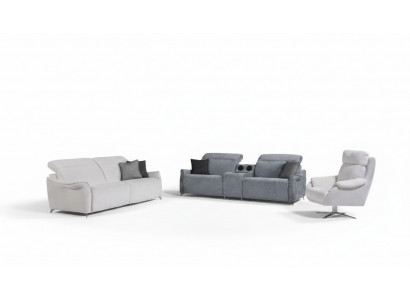 Luxuriéist Wunnzëmmer Set 2x 3-Sëtzer Sofas mat Musekssystem an Fotell