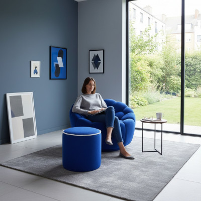 Bloen Designersëtz Wunnzëmmer Set 2tlg Exklusive Polsterschemel