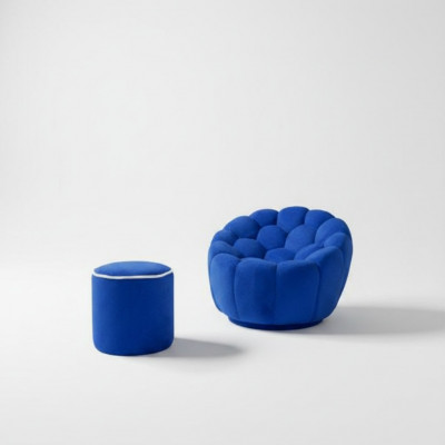 Bloen Designersëtz Wunnzëmmer Set 2tlg Exklusive Polsterschemel