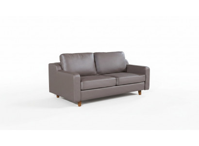 Graue Ledersofa Designer 3-Sëtzer Wunnzëmmer Couchen Polster Miwwelen
