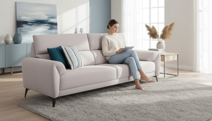 Wäisst Polstersofa Designer Couchen Stoffsofaen Wunnzëmmer Sëtzmébel