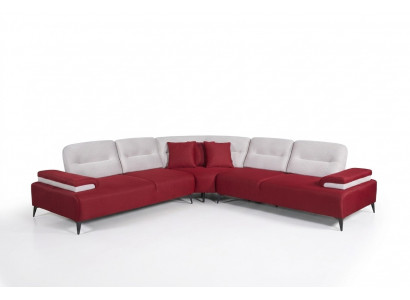 Rout stilvollt Ecksofa L-Form Couch Designer Wunnzëmmer Holz Garnitur
