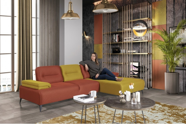 Zweefaarweg L-Form Ecksofa Designer Wunnzëmmer Sofa Modern Couchen