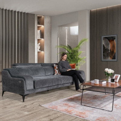 Luxuriéist Griit Textil Sofa Designer 3-Sëtzer Wunnzëmmer Dräisëtzer
