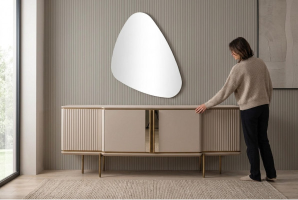 Béisch Iesszëmmer Kommod 2-diereg Luxuriéise Spigel Modern Holz Miwwelen