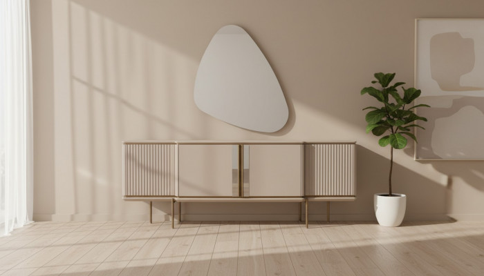 Béisch Iesszëmmer Kommod 2-diereg Luxuriéise Spigel Modern Holz Miwwelen