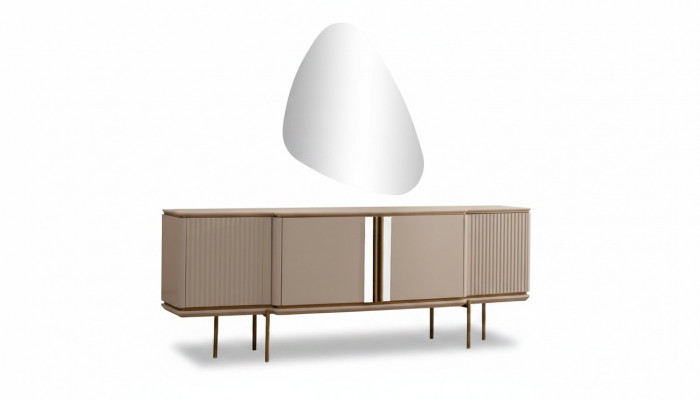 Béisch Iesszëmmer Kommod 2-diereg Luxuriéise Spigel Modern Holz Miwwelen