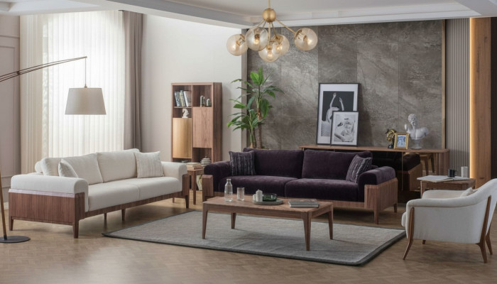 Méifaarweg Sofagarnitur Designer Wäissen 3-Sëtzer Luxus Polstersëtz.