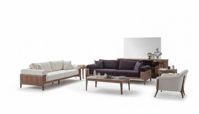 Méifaarweg Sofagarnitur Designer Wäissen 3-Sëtzer Luxus Polstersëtz.