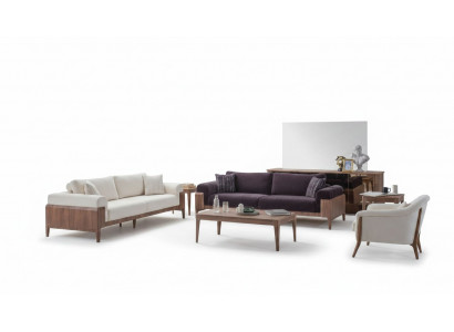 Méifaarweg Sofagarnitur Designer Wäissen 3-Sëtzer Luxus Polstersëtz.