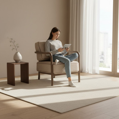 Modernen beige Sëtz Einsitzer Designer Wunnzëmmer Fotellensëtz
