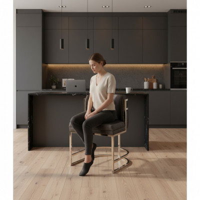 Luxus Still brong Faarf modern Miwwelen mat Metallsframe fir Iesszëmmer