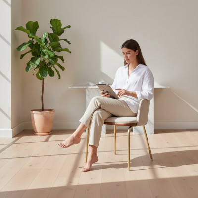 Beige Edelstolstull Metallkader Iesssall Einsëtzer Luxus Still Nei