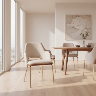 Beige Edelstolstull Metallkader Iesssall Einsëtzer Luxus Still Nei