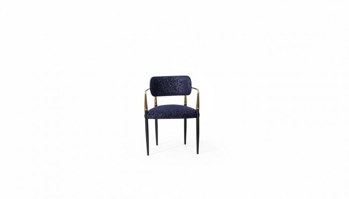 Moderne blo Stull Edelstolskonstruktioun Textil Eensëtzer Iesszëmmer Miwwelen