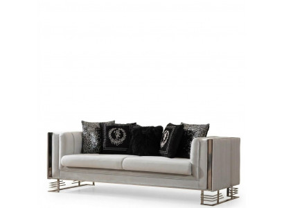 Wäisst Modern Textil Sofa Wunnzëmmer 3-Sëtzer Luxus Polster Couche