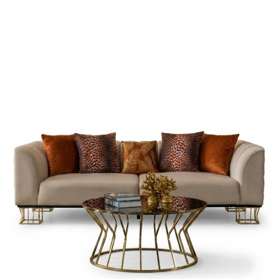 Canapé 3-Sëtzer Exklusiver Béige Living Zëmmer Dräisëtzer Luxus Sofaen