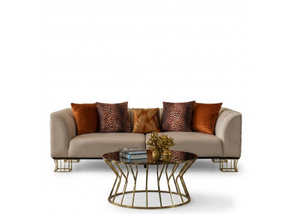 Canapé 3-Sëtzer Exklusiver Béige Living Zëmmer Dräisëtzer Luxus Sofaen