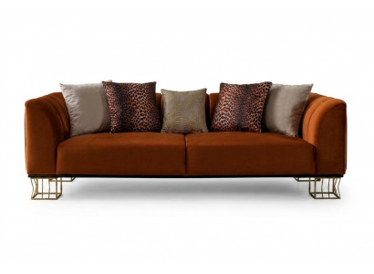 Wunnzëmmer Sitzmöbel Orange 3-Sëtzer Luxuriéis Sofa Metallféiss