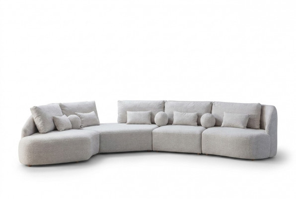 Wäisst Ecksofa Moderne L-Form Sofa Wunnzëmmer Couchen Holzgestell Sofa