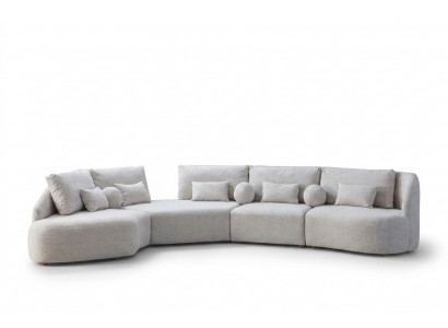 Wäisst Ecksofa Moderne L-Form Sofa Wunnzëmmer Couchen Holzgestell Sofa