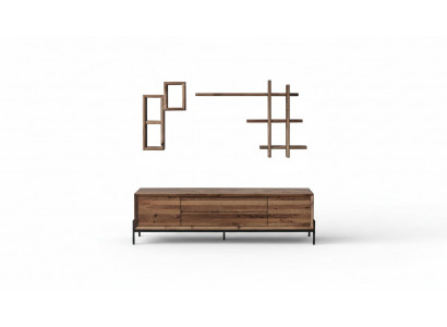 Brongt modern 3-dierende Sideboard mat Regaler Wunnzëmmer Holz Miwwelen